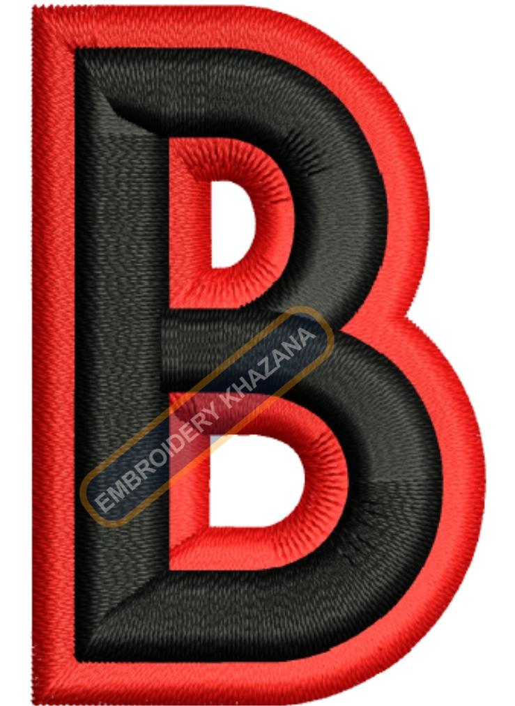 FOAM LETTER B WITH OUTLINE EMBROIDERY DESIGN